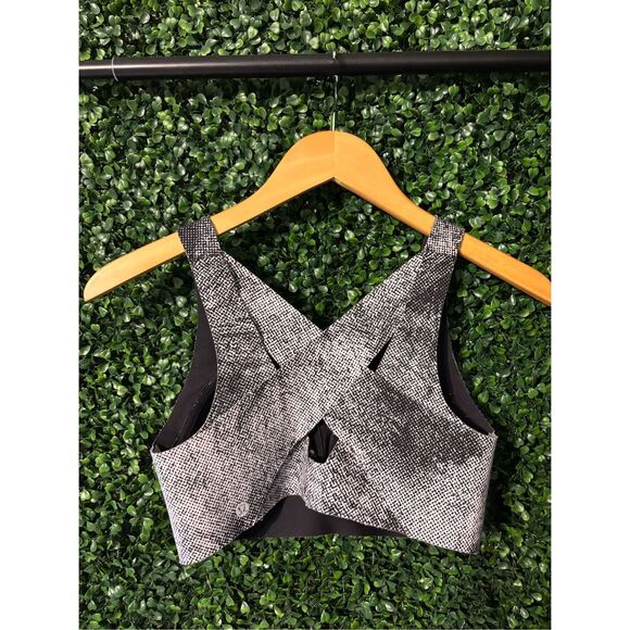 Lululemon Enlite Bra Pixel Print Ice Grey Black Sz 34C - Picture 2 of 4